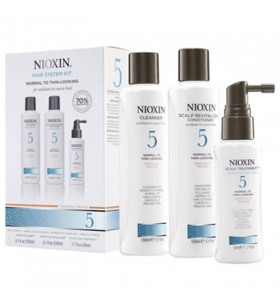 Nioxin system 5 chemically treated hair light thinning tratment set 3 pieces 150ml + 150ml + 50ml