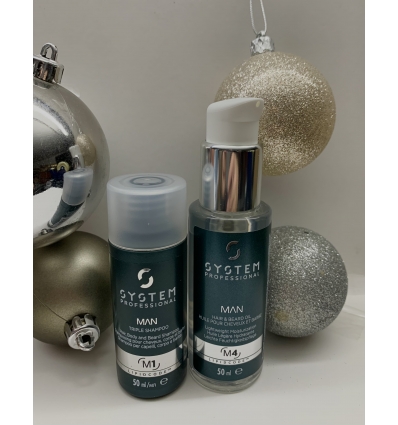 COFANETTO PER NATALE MAN Olio barba e capelli 50ml + triple shampoo 50ml